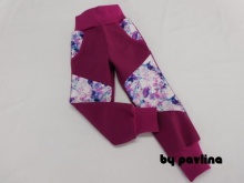 Dívčí rostoucí softshellové kalhoty - Ostružina + Akvarelové květy