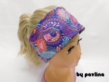 Dívčí / dámská funkční čelenka - Paisley fialový