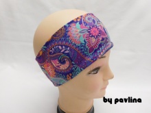Dívčí / dámská funkční čelenka - Paisley fialový