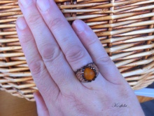 Prsten šitý s dračím achátem barvy oranžové
