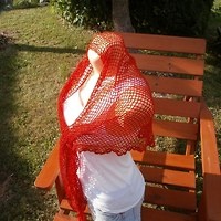 háčkovaný šátek - oranžový, lesklý