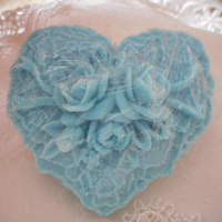 mýdlo - modré srdce s růžemi
