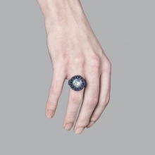 Ručně drhaný prsten s měsíčním kamenem