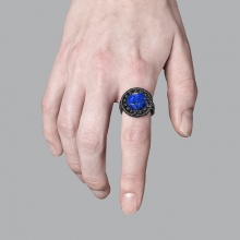 Ručně drhaný prsten s lapis lazuli