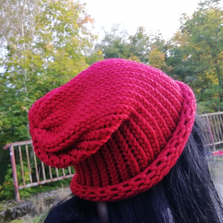 Pletená čepice 2v1 (tmavě červená)