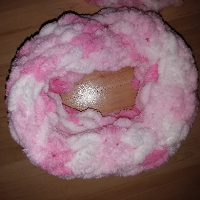 Měkký pletený nákrčník puffy - bílá a růžová