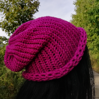 Pletená čepice 2v1 (purpurová)