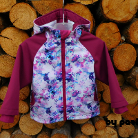 Dívčí softshellová bunda - Akvarelové květy + ostružina