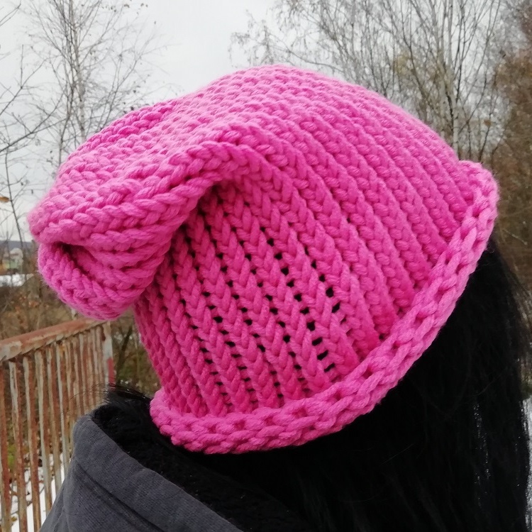 Pletená čepice 2v1 (růžová-starorůžová)
