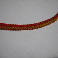 pletení z bužírky červenožluté